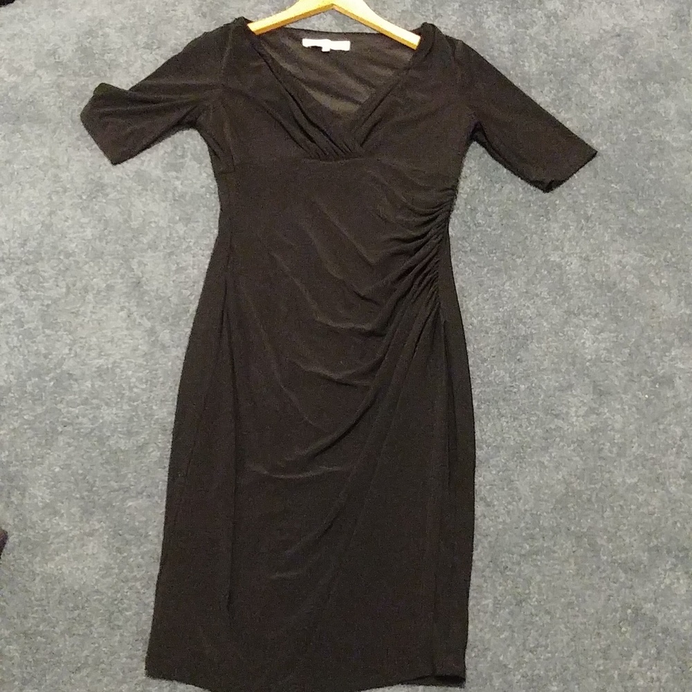 V neck Black Dress